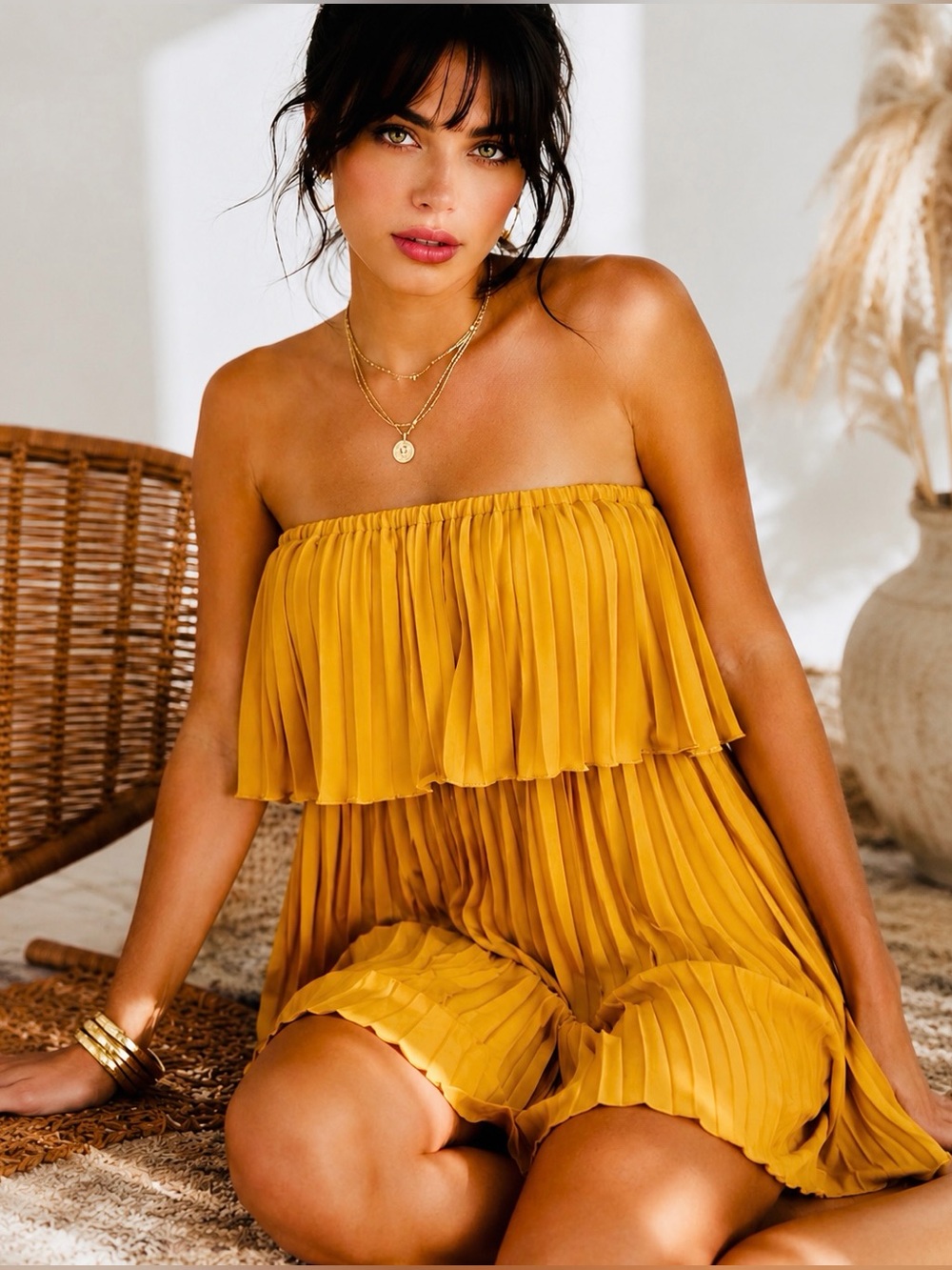 Bebe Authentic Y2K Pleated Strapless Mini Dress Large NWT